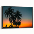 Black and white framed canvas of vintage Cuban landscape, ideal for bedroom wall decor.