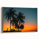 Framed canvas depicting a vintage-style Cuban landscape in muted gold and black tones, ideal for bedroom wall decor.