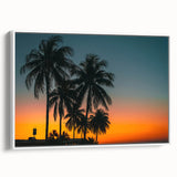 Vintage poster art of a Caribbean scenery on framed canvas, featuring vibrant colors, ideal for living room decor.