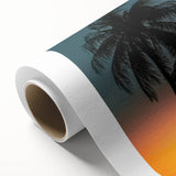 Art Deco poster of a Caribbean Cuban scenery in pastel shades on rolled canvas, suitable as nursery wall art.