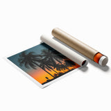 Extra large rolled print of a vibrant Caribbean scenery with lush florals, ideal for classy bathroom wall art.