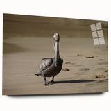 Large abstract wall art depicting a Caribbean scenery in vibrant blue and green hues on acrylic glass.