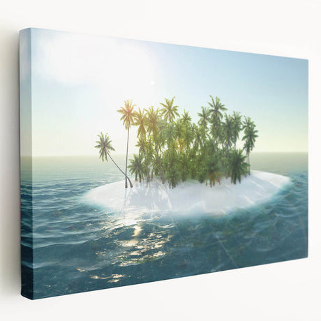 Scenic Caribbean Virgin Islands landscape on stretched canvas, featuring vibrant blue and green hues.