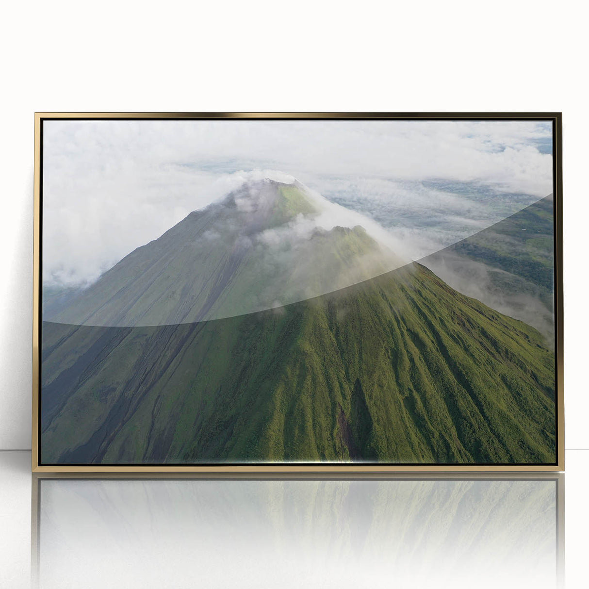 Framed acrylic print of a Central American landscape in muted earth tones, ideal for modern art wall decor.