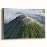 Framed canvas of a vintage-style Costa Rican landscape, featuring muted green and brown tones, ideal for bedroom wall art.