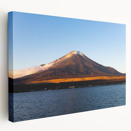 Side view of a stretched canvas featuring a scenic depiction of a Central American landscape in muted earth tones.