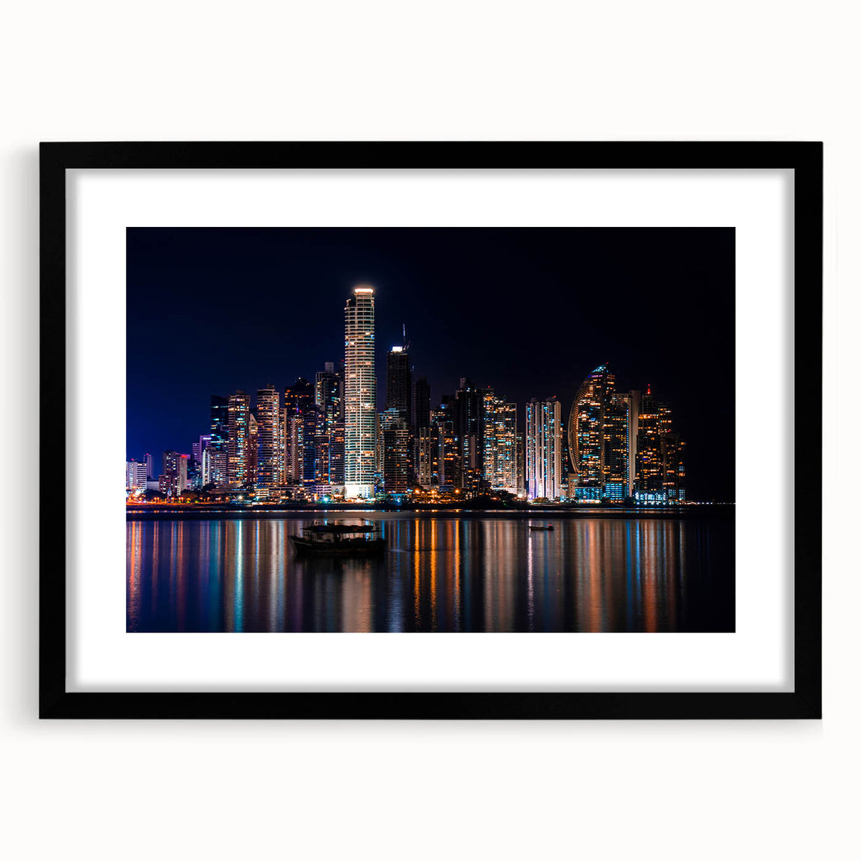 Extra large framed abstract art print featuring a colorful, textured depiction of a Central American scenery.