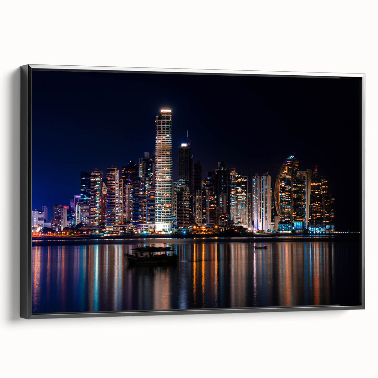 Black and white framed canvas featuring a vintage-style landscape of Central America, ideal for bedroom decor.