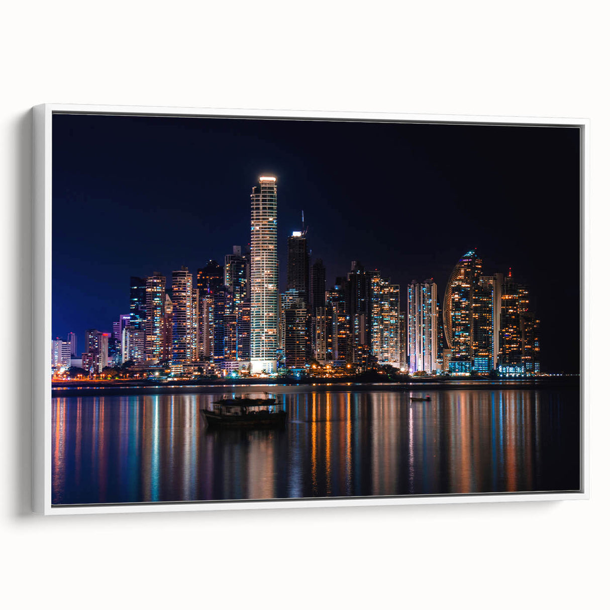 Vintage poster art of a Central American scenery on a framed canvas, featuring vibrant colors, ideal for living room decor.