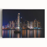 Black and white panoramic photo of Panama on stretched canvas, suitable as large kitchen wall art.