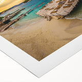 Art deco poster featuring a European Albanian scenery in muted earth tones on rolled canvas.