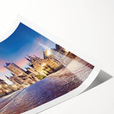 Extra large wall art of line art flowers in black and white, printed on rolled canvas.