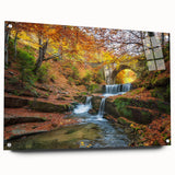 Acrylic print of a large abstract depiction of a Bulgarian landscape in muted earth tones.