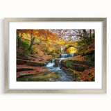 Extra large abstract print of a textured European scenery in silver frame, ideal for living room decor.