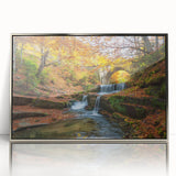 Large acrylic print depicting a serene Bulgarian landscape in soft pastel shades, framed in silver.