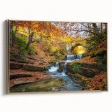 Framed canvas depicting a vintage-style Bulgarian landscape in muted earth tones, ideal for bedroom wall art.