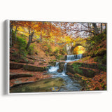 Vintage poster art of a Bulgarian scenery on a framed canvas, featuring colorful art in muted earth tones.