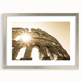 Extra large wall art featuring an abstract textured print of a Croatian landscape in muted earth tones, framed in silver.