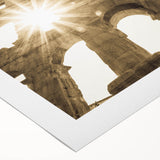 Art deco poster of a Croatian landscape in muted earth tones on rolled canvas, suitable for dining room decor.