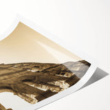 Extra large wall art featuring line art flowers on a rolled canvas, using soft pastel colors.