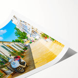 Extra large wall art featuring line art flowers in neutral tones on a rolled print, suitable for large living room decor.