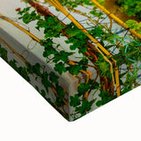 Black and white landscape art painting of a European countryside on stretched canvas, ideal for bedroom wall art.