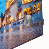 Large abstract depiction of Prague on acrylic glass in muted earth tones, ideal for dining room art.