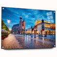 Acrylic print of Prague scenery with vibrant twilight hues, ideal for dining room decor.