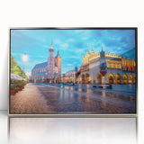 Large art print of Prague scenery in muted earth tones on a silver-framed acrylic, ideal for modern art wall decor.