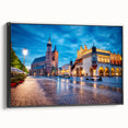 Black and white framed canvas of Prague landscape with vintage poster art style, ideal for bedroom decor.