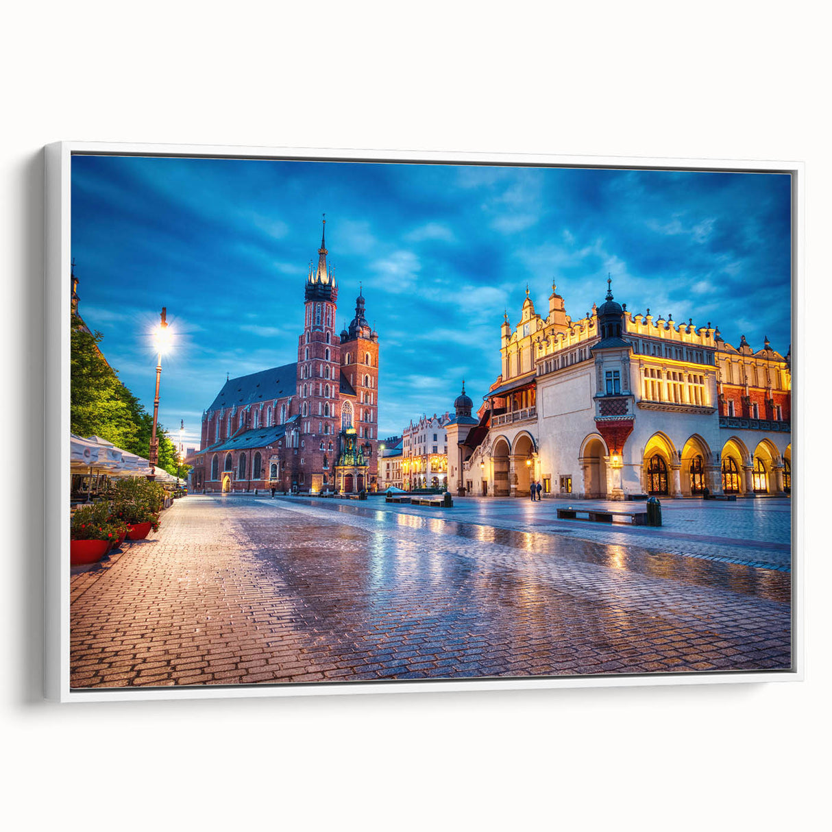 Vintage poster art of Prague with colorful accents on extra large framed canvas, ideal for living room decor.