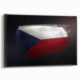 Black and white framed canvas depicting a vintage-style Czech Republic landscape, ideal for bedroom wall art.