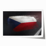 Rolled print of a Czech Republic street scene in muted watercolor tones, suitable as art wall dining room decor.