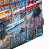 Large abstract wall art depicting a European Denmark scenery in mid-century modernist style on acrylic glass.