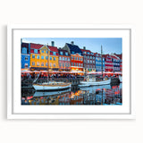 Abstract textured art print of a European scenery in muted earth tones, framed in white, ideal for bedroom art.