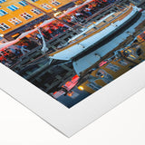 Art deco poster depicting a serene European Danish landscape in soft pastel colors on rolled canvas.