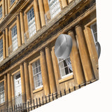 Mid-century modernist art of Bath, England, in muted gray tones on acrylic glass, ideal for dining room art.