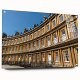 Acrylic print of a European cityscape in muted earth tones, ideal for dining room decor.