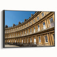Black and white vintage poster art of Bath, England landscape on framed canvas, ideal for bedroom decor.