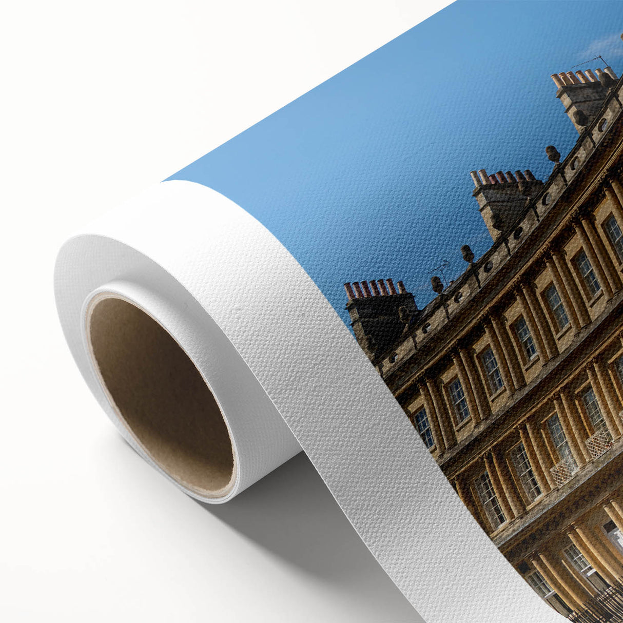 Art deco poster of Bath, England, in pastel shades on rolled canvas, suitable for nursery wall art.
