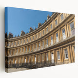 Large art print of Bath, England's cityscape in muted watercolor tones on stretched canvas, ideal for kitchen wall decor.