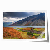 Extra large rolled print of a Cumbrian landscape with lush greenery and floral elements, ideal for art wall dining room.