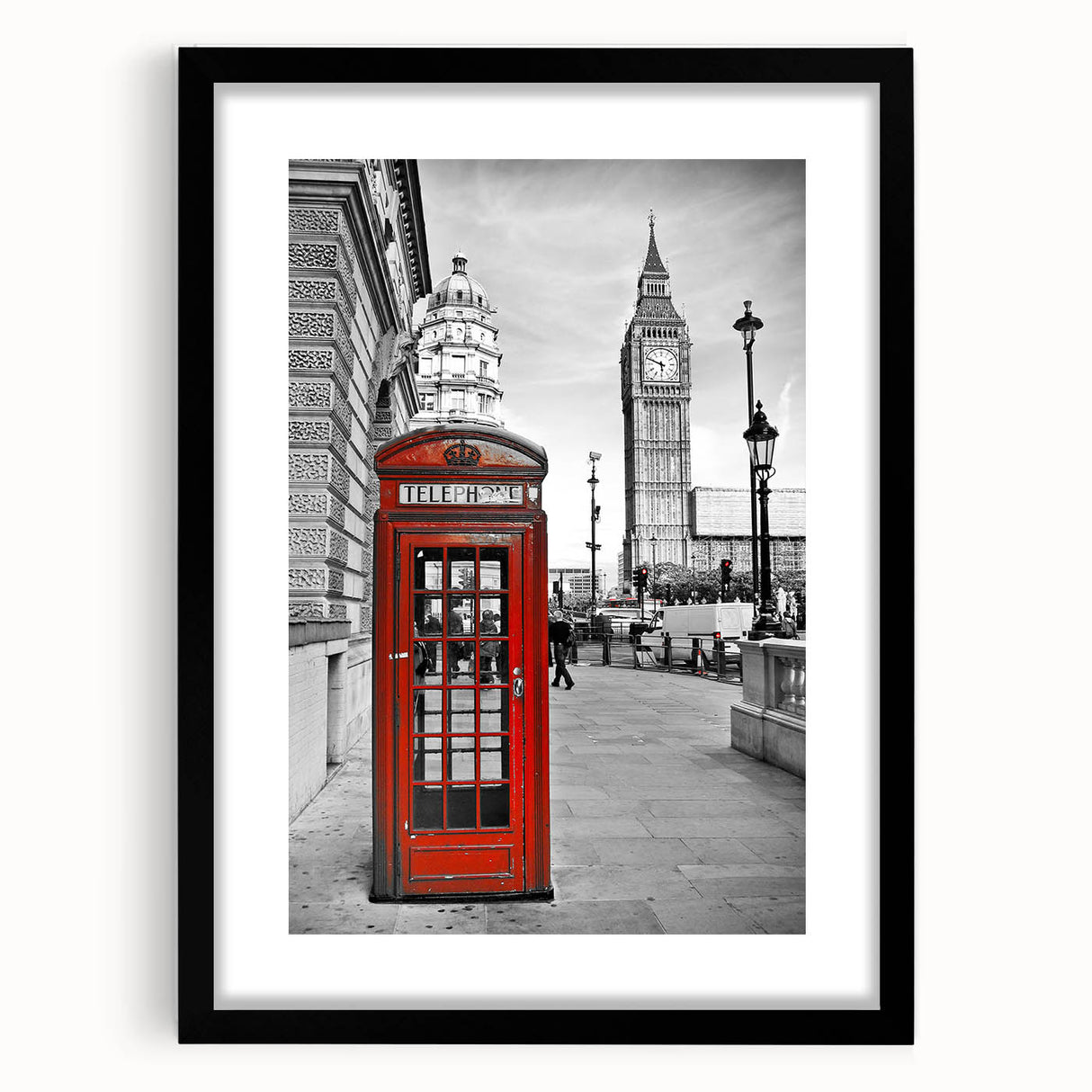 Extra large framed abstract art print of colorful, textured London scenery, ideal for living room decor.