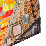 Piccadilly, England scenery on large acrylic glass, featuring abstract mid-century modernist style.