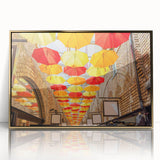 Art deco poster of Piccadilly, England in muted gold tones on framed acrylic, suitable for modern art wall decor.