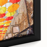 Extra large black wall art featuring a textured depiction of Piccadilly, England in vibrant colors on a framed canvas.