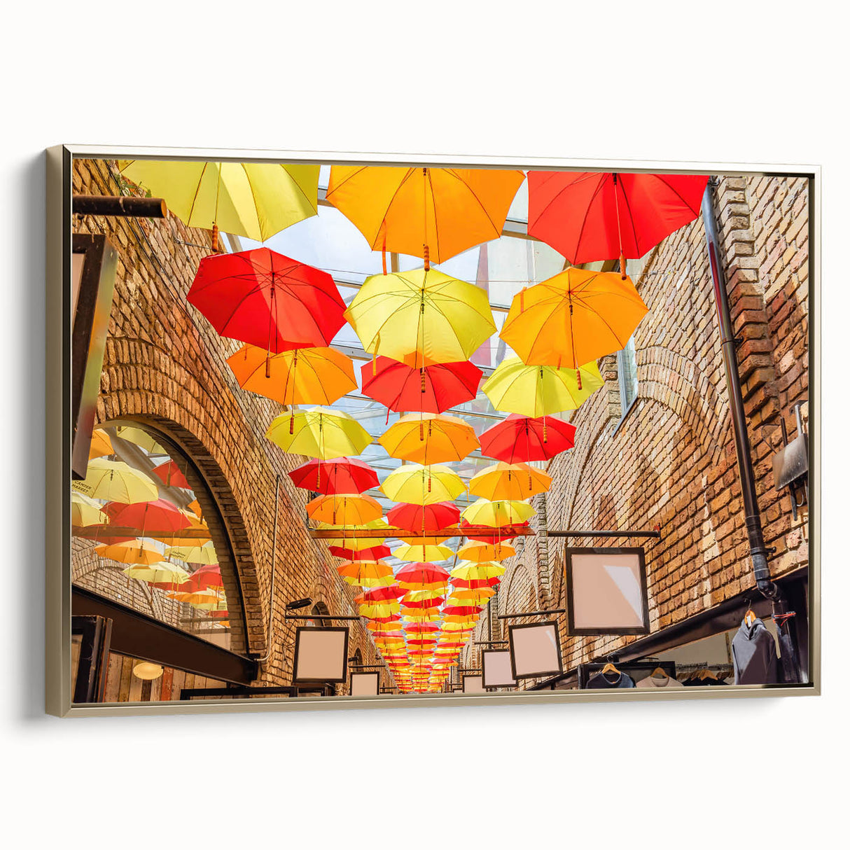 Framed canvas of a vintage-style Piccadilly, England landscape in black and gold tones, ideal for bedroom wall art.