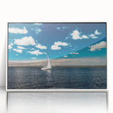 Mid-century modernist art depicting a European Estonian landscape in muted earth tones on a framed acrylic.