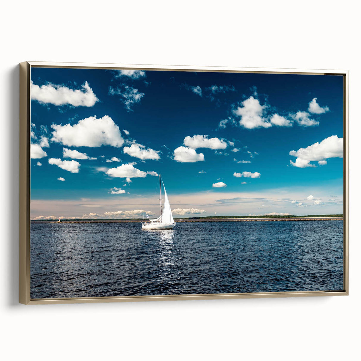 Framed canvas featuring a vintage-style landscape painting of Estonia, in muted gold and black tones.