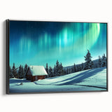 Black and white framed canvas of a serene Finnish landscape, ideal for bedroom wall decor.